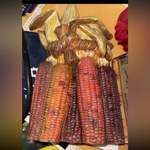 Vintage Italy Hand Painted Ceramic Corn Wall Plaque Harvest Fall Decor